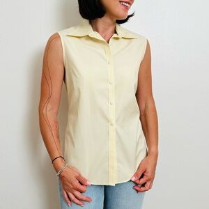 Brooks Brothers Sleeveless Button-Up Shirt Top Pastel Fitted Non-Iron Stretch